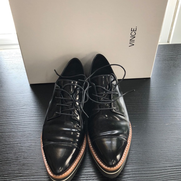 Vince Shoes - Vince Alanis Patent Leather Pointy Toe Oxford 7.5